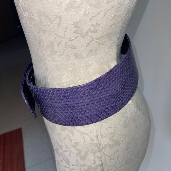 Vintage Womens Belt Size Large Purple Snake Skin Statement main image 9